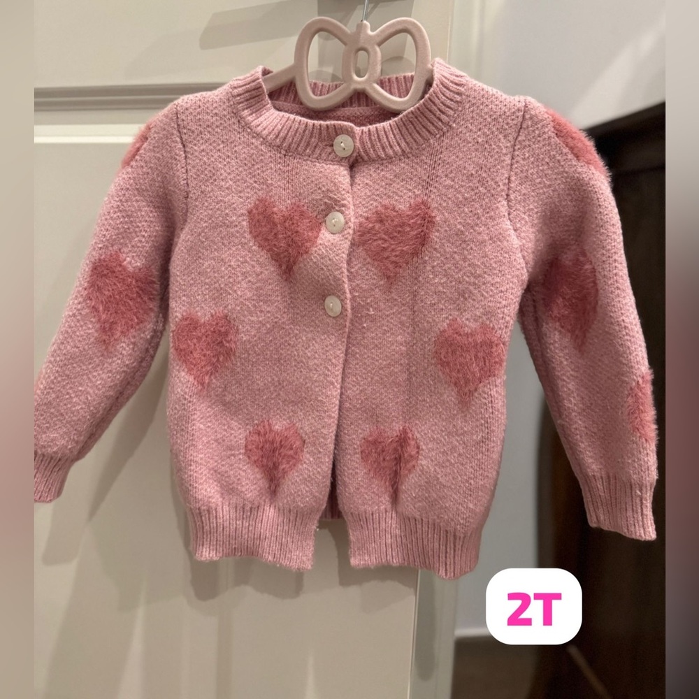 Pink Heart Patterned Cardigan